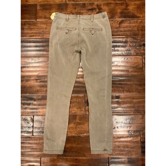 Anthropologie Tan Micro Stripe Skinny Leg Pants W/ Button Cuffs, Size 25 - Picture 5 of 6